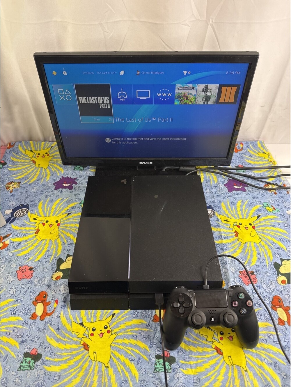Sony PlayStation 4 500GB Jet Black Console With Cords & Controller